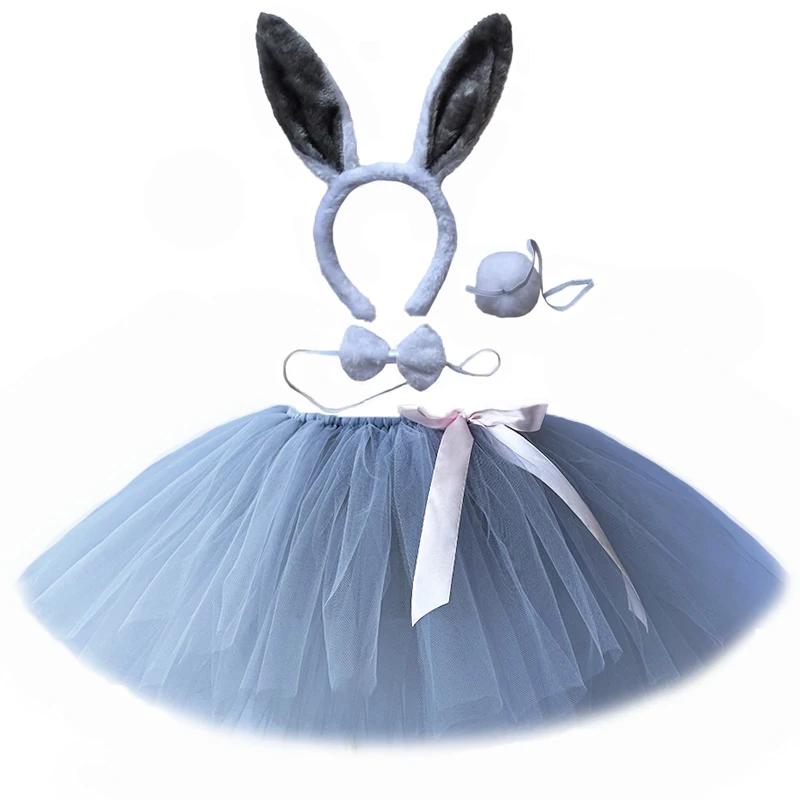 Jupe Tutu en Forme de Lapin Gris pour Bébé Fille, Costume d'Halloween en Tulle, Accessoire de Séance d'Anniversaire