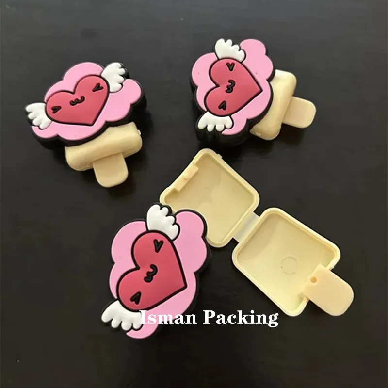 50Pcs empty mini kids pink cute cloud shape lip balm container packaging creative lipstick case with silicone holder 2g