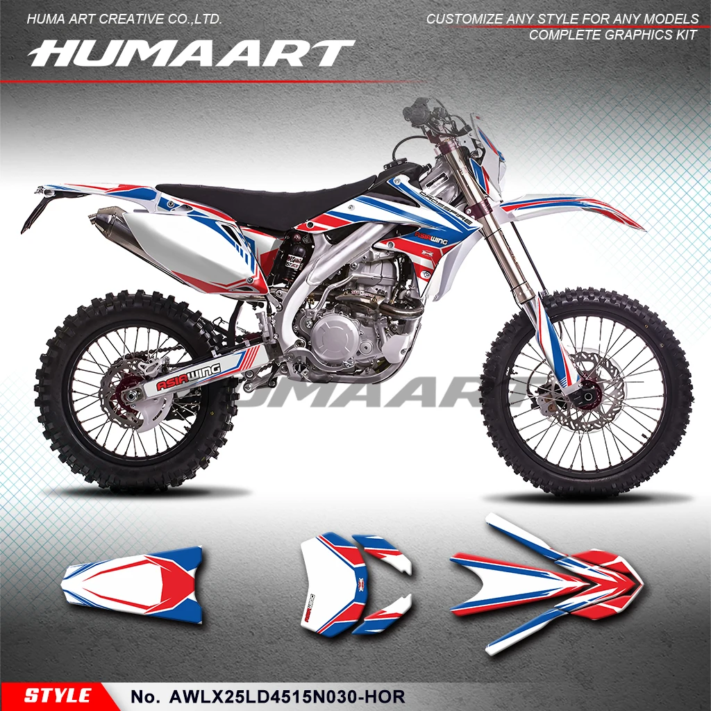 

HUMAART Racing Sticker Vinyl Graphics for Asiawing LX250 LD450 2015-2024, AWLX25LD4515N030-HOR