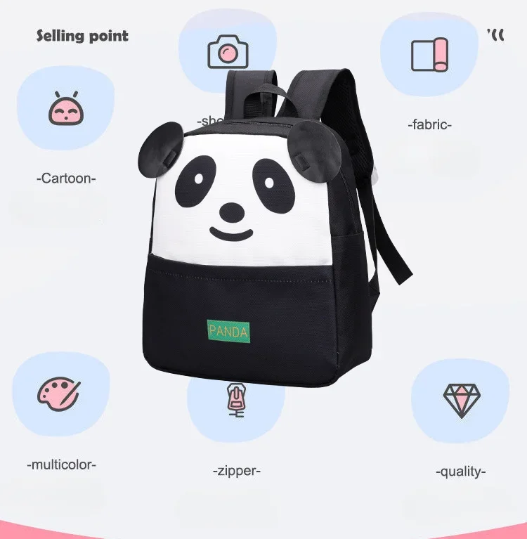 Cute and Lightweight Kindergarten Panda  Schoolbags for Boys and Girls Cartoon Backpack for Children\'s Leisure Travel Bag