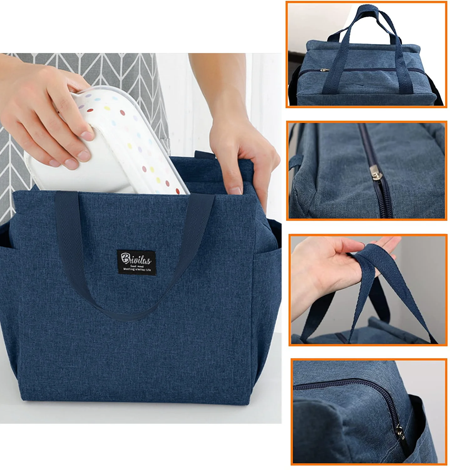 Child Insulated Lunch Bag Portable Cooler Tote Thermal Bags Canvas Food Picnic Lunchbox for Work Handbag Phrase Prints Organizer