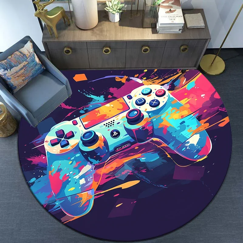 Alfombra redonda impresa en HD para Gamepad. Suave y cómoda, exquisita, sala de estar, dormitorio, sofá, alfombrilla para puerta