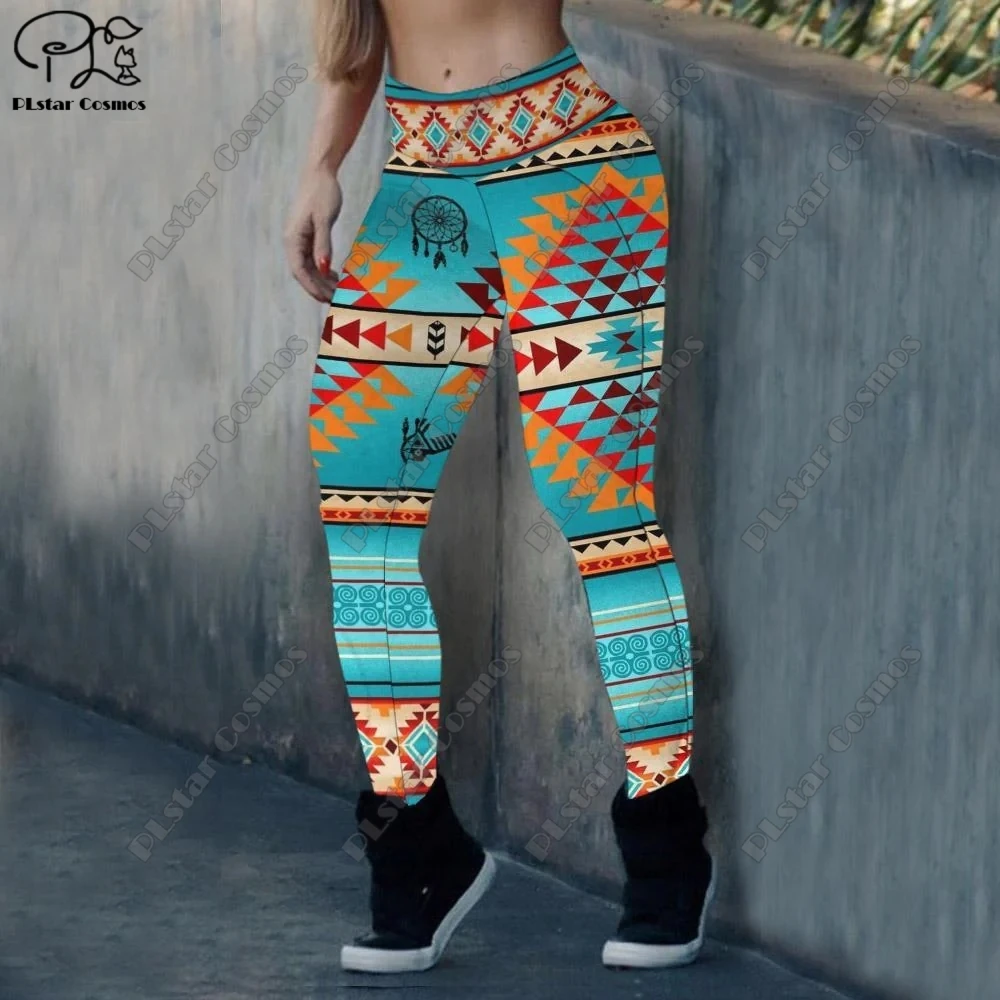 Leggings con estampado 3D para mujer, pantalones elásticos informales, ajustados y cómodos, estilo Retro aborigen, 2