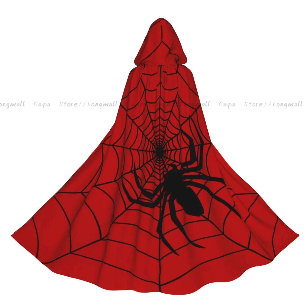 Gothic Spider And Web Hooded Cloak Coat Halloween Cosplay Costume Vampire Devil Wizard Cape Gown Party