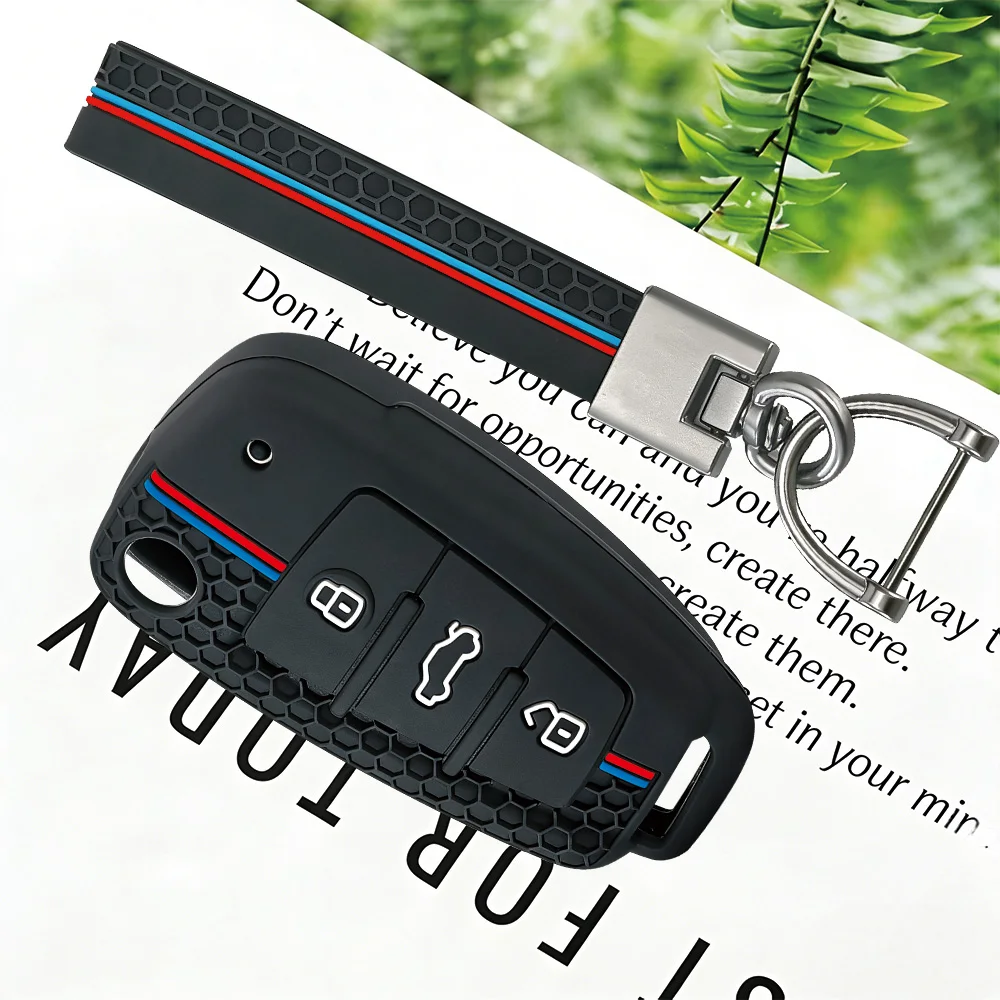 Silicone Key Case Cover Shell for Audi A4 B7 A6 C6 4f 8v A3 8p A1 A3 Accessories Auto Remote Key Holder 3 Button Jacket