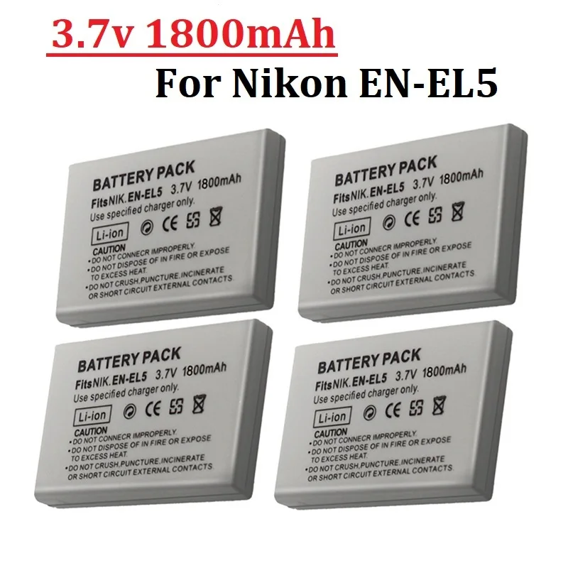 1800mah EN-EL5 ENEL5 Battery for Nikon Coolpix P530 P520 P510 P100 P500 P5000 P5100 P6000 3700 4200 Camera Batteries