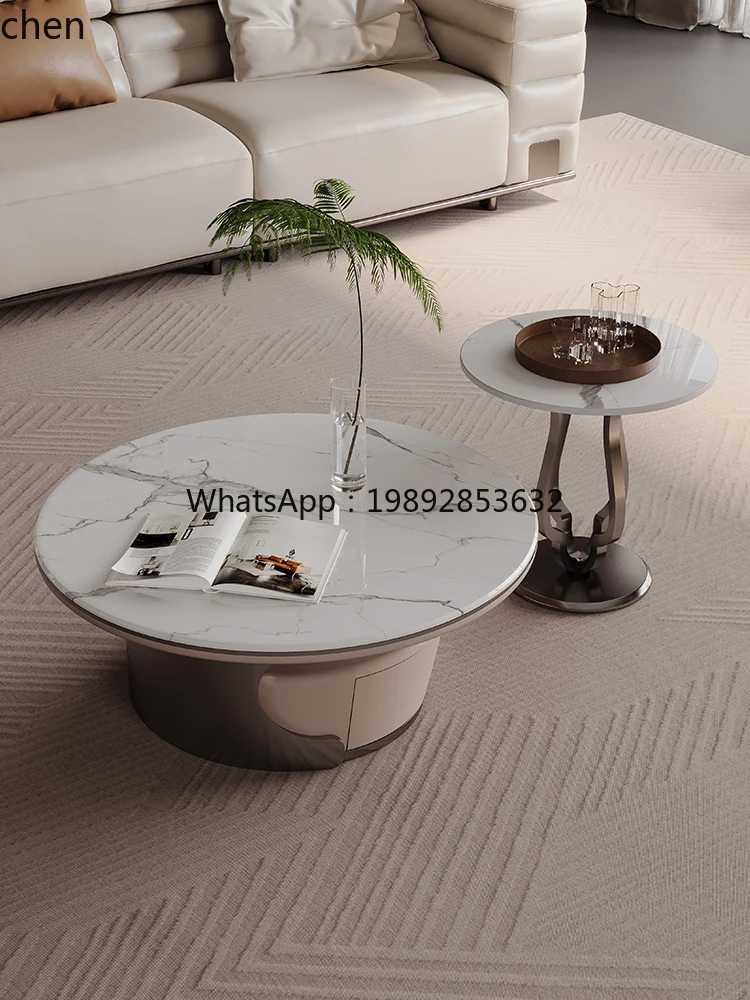 

rock slab light luxury coffee table household storage living room oval coffee table table