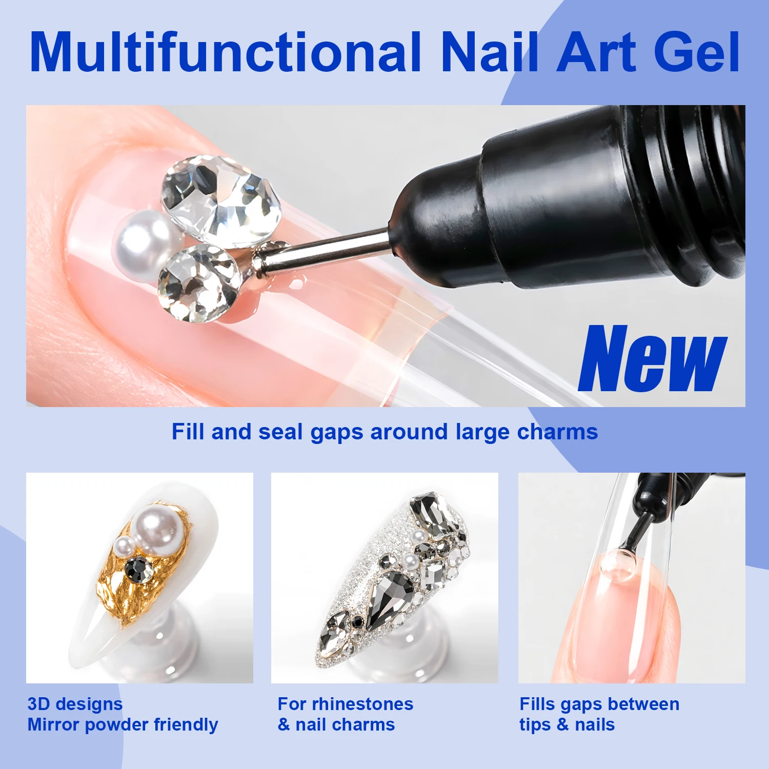 TWOING 15ml Strass-Klebegel, UV-LED-Nagelkleber für Edelsteine, Kristalle & Charms, Fugenfüllung, Langanhaltender Halt – Detail 2