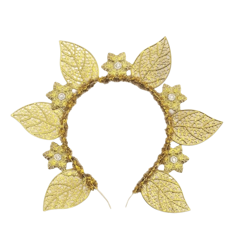 

Flower Goddess Halo Headband Rhinestone Sun Women Hairband Exaggerated Gold Color Traditional Festival Hair Hoop Children