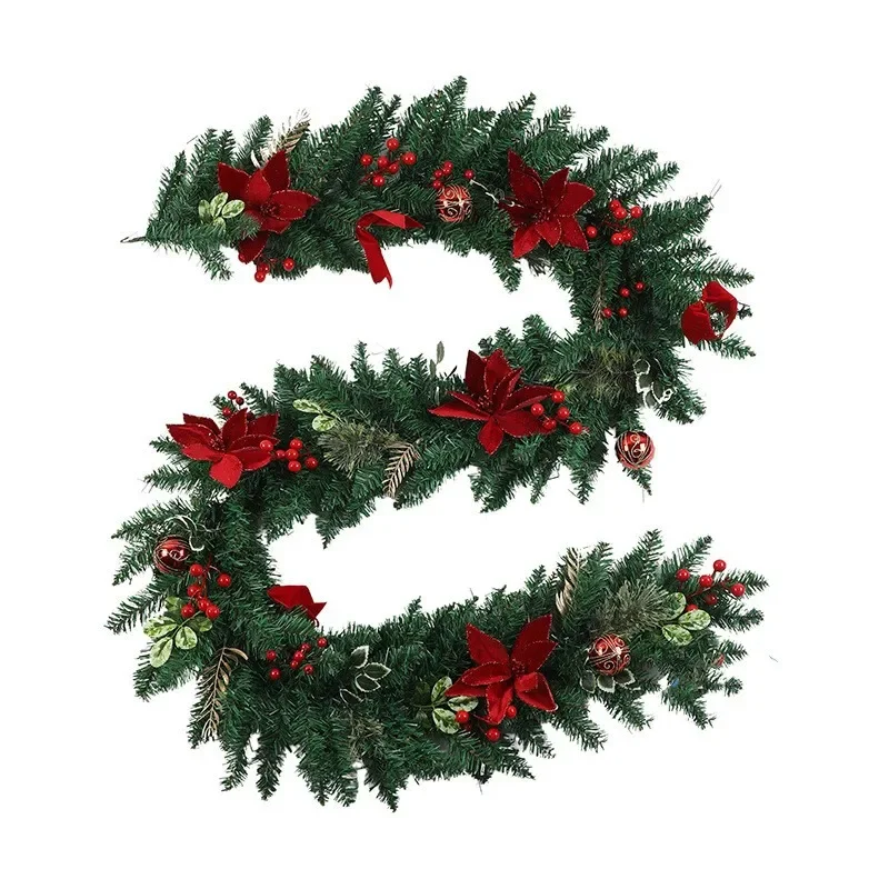 

Christmas Flower Garland Red Ball Berries Rattan Wreath For Front Door Artificial Christmas Garland Xmas Tree Christmas Decor