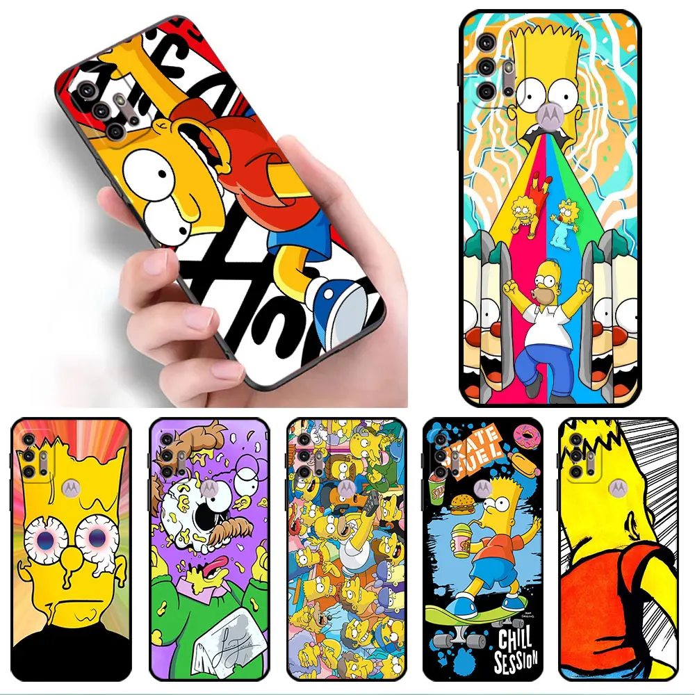 Homer Huff Simpsons Case For Motorola G60 G52 G30 G22 G51 G53 G31 G60s G200 G32 Edge 20 G50 Black Soft Phone Covers