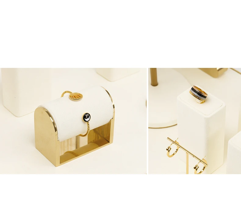 Oirlv Schmuckständer Beige Stilvoller Uhren-, Ring-, Ohrring-, Armreif-, Halsketten-Schmuckständer für Ladenvitrinen – Detail 6