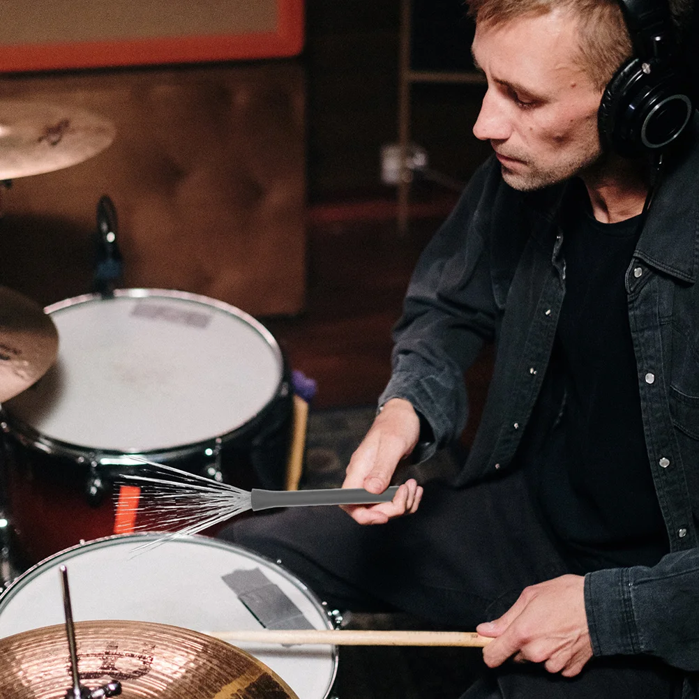 

2Pcs Drum Brush Retractable Stainless Steel Wire Steel Wire Drum Brush Jazz Percussion Instrument Accessory Percussion for Drums