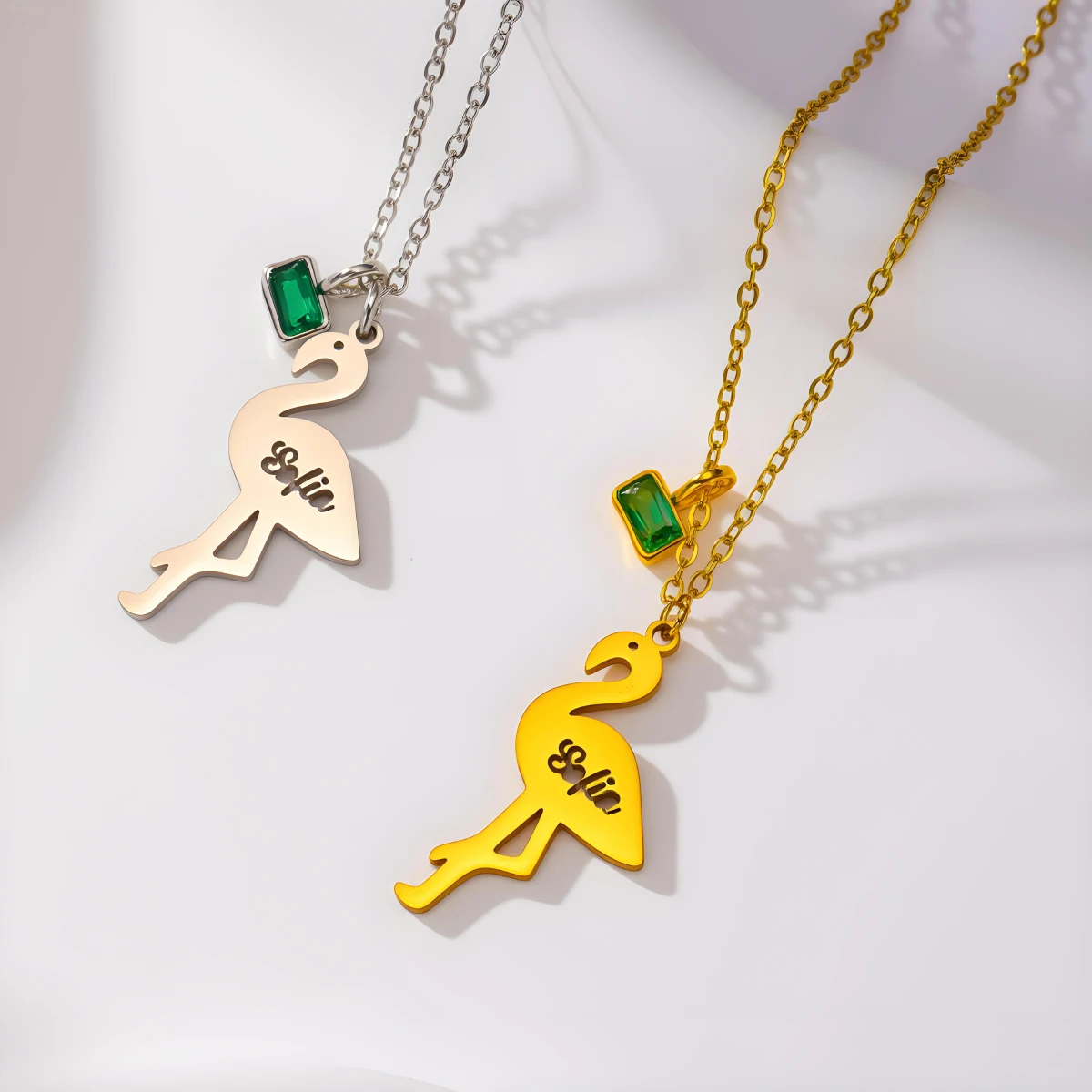 

Chandler Custom Name Flamingo Stainless Steel Necklace for Women Fashion Jewelry Bird Animal Necklaces Pendants Collares