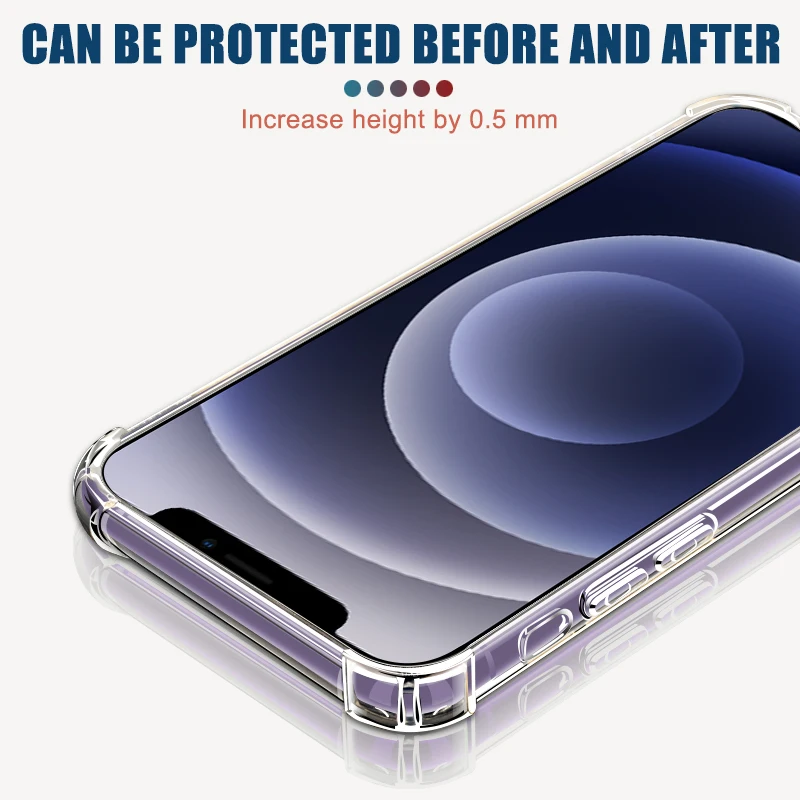 Transparent Shockproof Clear Case For iPhone 11 12 13 14 15 Pro Max mini Soft Silicone Shell X XR XS 8 7 Plus SE 2020 Back Cover