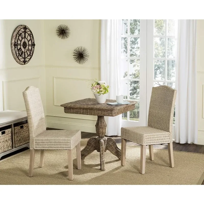 Silla de comedor de mimbre gris, colección de hogar, Odette