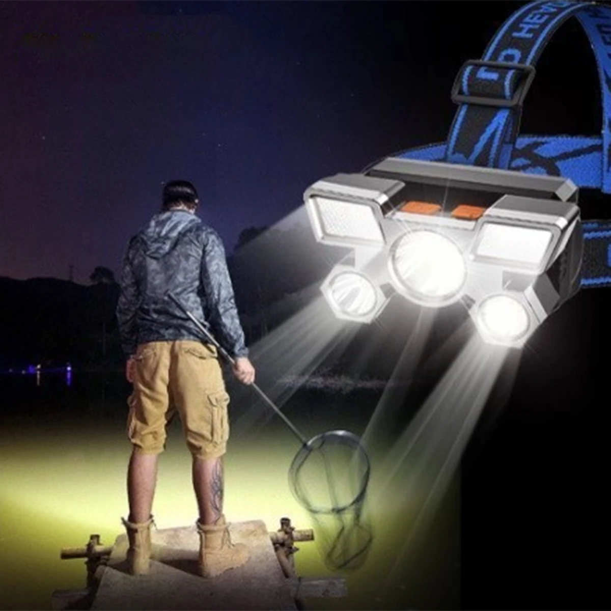 Lanterna de cabeça recarregável usb de alta potência para pesca led farol acampamento caça tocha caminhadas lanternas