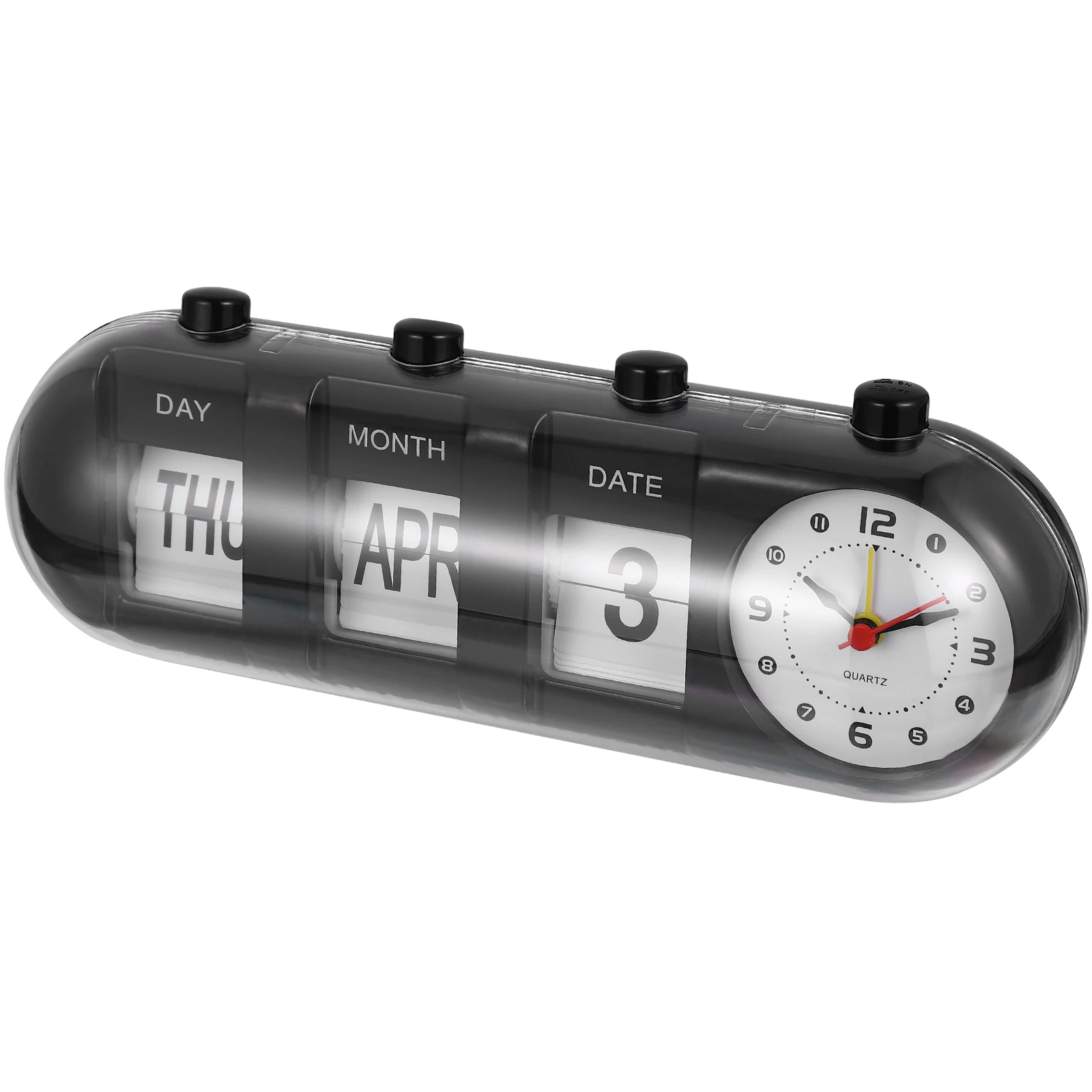 

1pc Flip Clock Calendar Manual Day Month Date Display Home Office Decor Perpetual Plastic Calendar With Clock Function