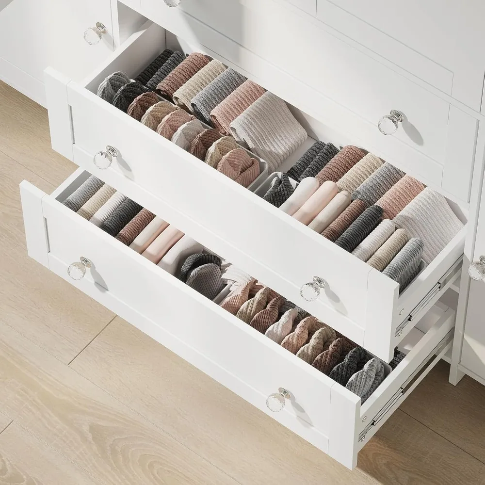 خزانة ملابس بأدراج ومرآة، 71 خزانة ملابس مع قضيب تعليق، وخزانة ملابس خشبية بـ 6 أبواب. #6