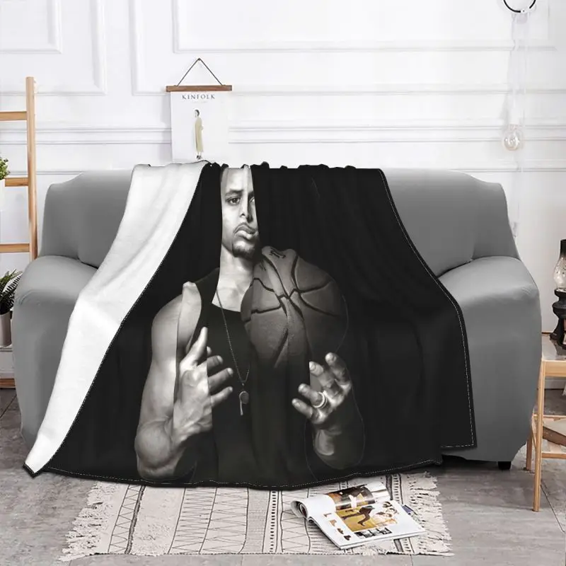 Stephen Curry Portrait Graphic Blanket Thick Flannel Breathable Cover Blanket Decorative Sofa