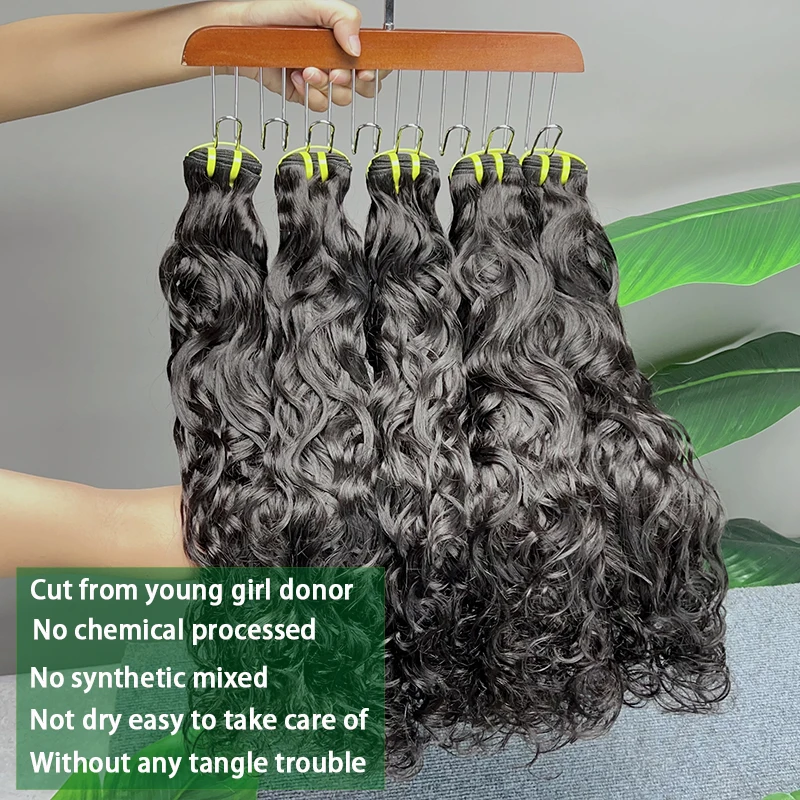 موجة المياه 100% حزم الشعر البشري البرازيلي عذراء الشعر موجة طبيعية حزم لحمة مزدوجة وصلات شعر خام النسيج Tissage