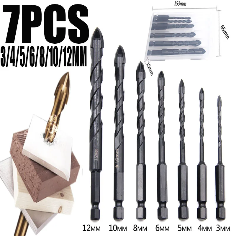 New process Cross Hex Tile Bits Glass Ceramic Concrete Hole Opener Alloy Triangle Drill Size 3/4/5/6/8/10/12 mm