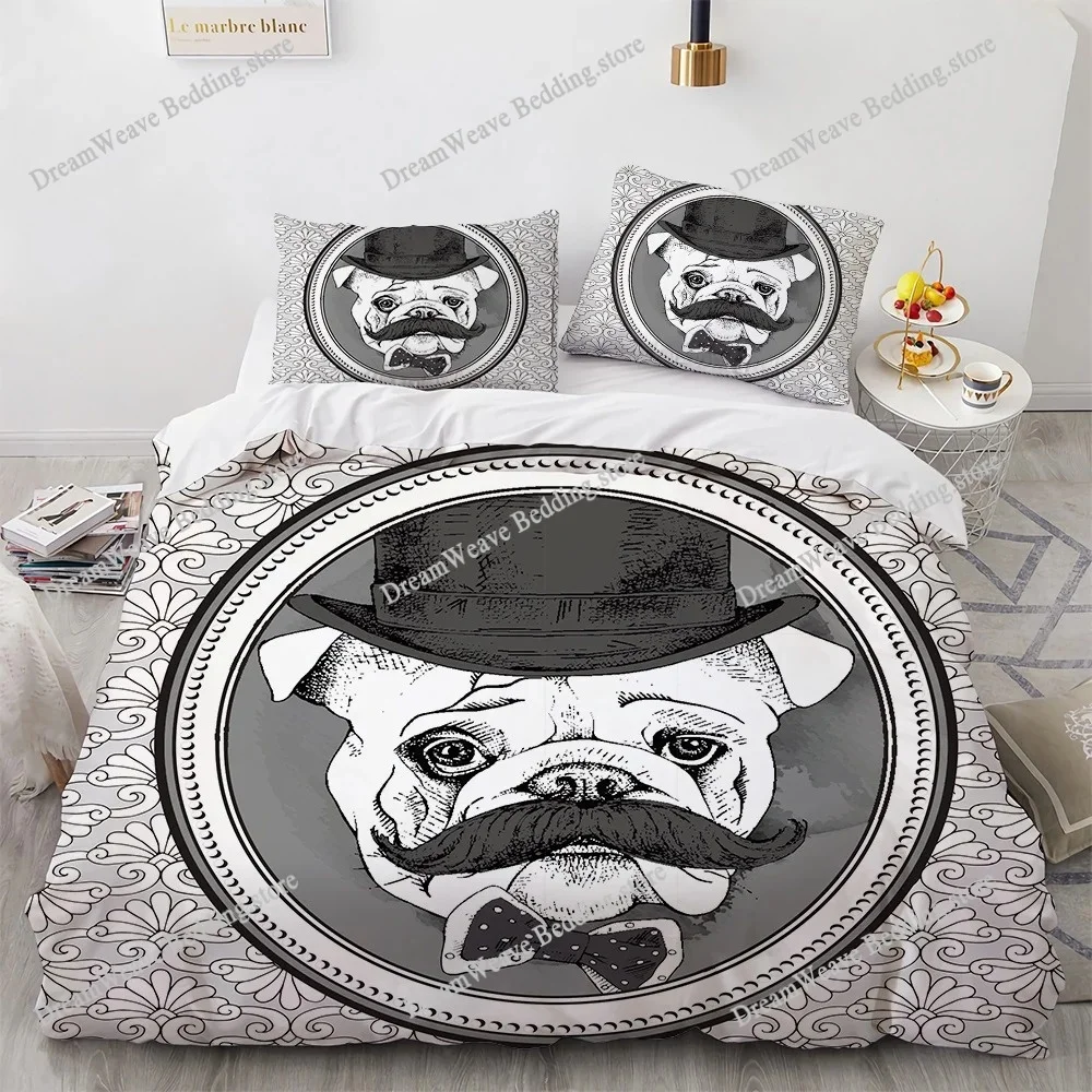 

Pug Duvet Cover Set Pet Dog with Flower Bedding Set Animal Theme for Kids Teens Boy Cute Pug Dog King Size Quilt Cover