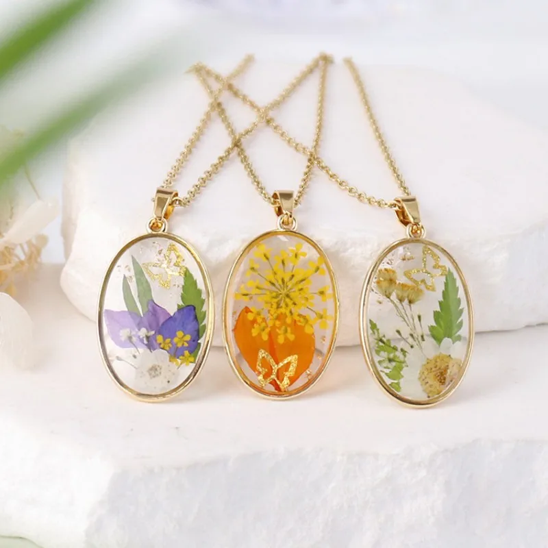 الخالد زهرة حقيقية تصميم سحر القلائد فريدة من نوعها راتنجات الايبوكسي زهرة طبيعية قلادة سلاسل الإبداعية الأزهار قلادة بالجملة #2