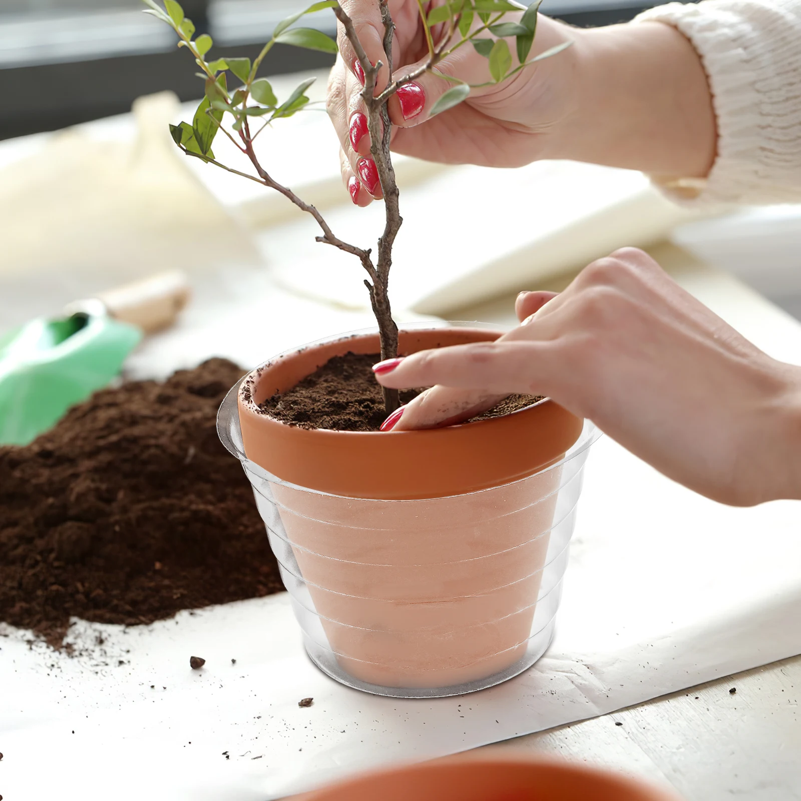 

15pcs Seedling Plastic Pot Clear Planter Liners for Plants Flower Pots Water Trays Drip Plates Planters Outdoor Gardening