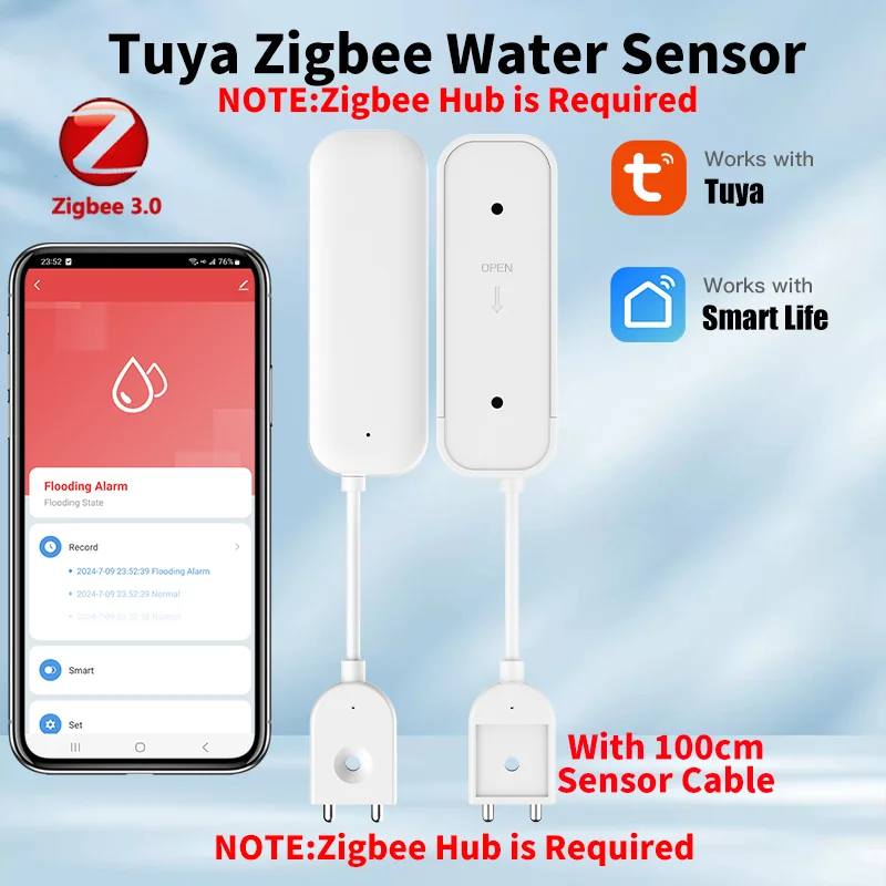 Tuya Water Leakage Sensor Zigbee 3.0 For Smart Home Wrok With Alexa Smart Life Yandex Alice