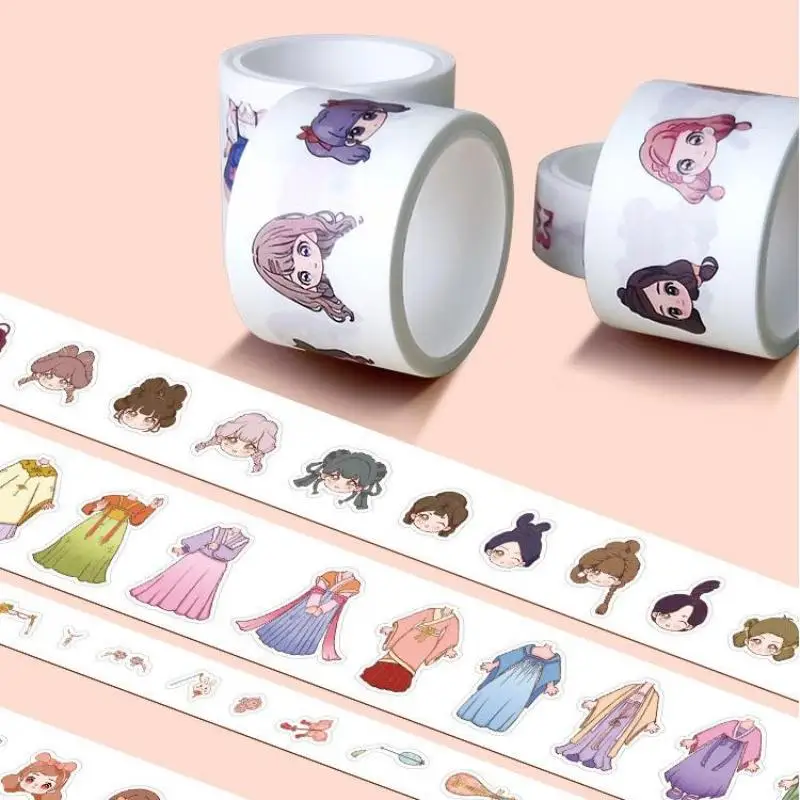 لطيف الأميرة اللباس ملصق مضاد للمياه فتاة الكرتون اشي الشريط مجموعة كتيب الأطفال شخصية لاصقة تزيين #3