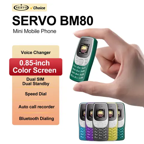 SERVO BM80 Mini โทรศัพท์มือถือ 2 ซิมการ์ดบันทึกการโทร Bluetooth Dial-Up Blacklist Magic Voice 2G GSM น่ารักโทรศัพท์มือถือ