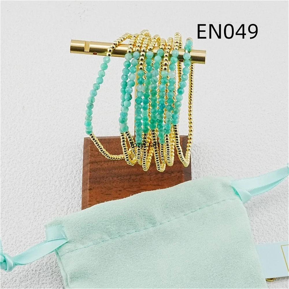 YEEVAA Everyday Bead&Green Natural Gemstone Stack of 9 Bracelets, Fashion Jewelry Gift for Women Daily Layering