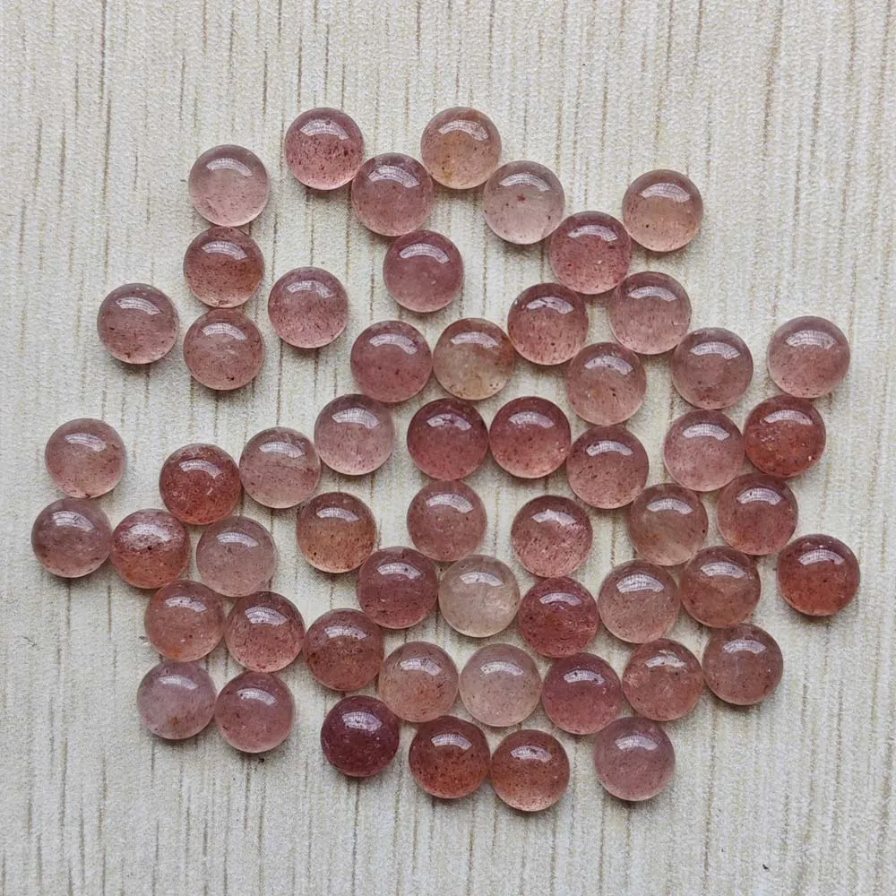 Fashion high quality natural strawberry stone round cab cabochon 8mm beads for jewelry making wholesale 50pcs/lot free shipping