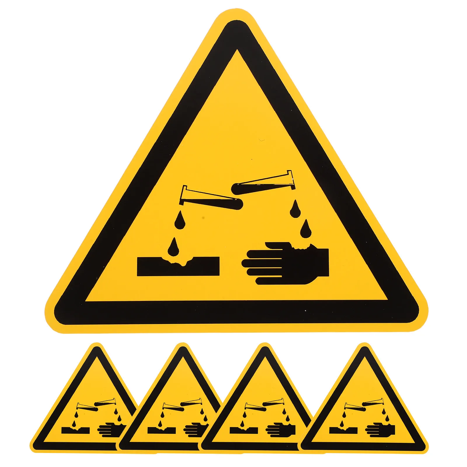 5Pcs Corrosion Warning Labels 4x4 Inch Self Adhesive Triangle Chemical Safety Stickers Waterproof Industrial Warning Sign