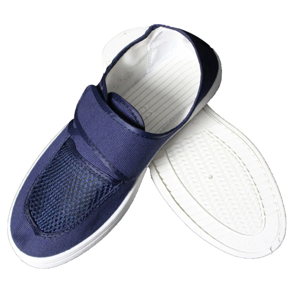Imagem -04 - Anti-estático Sapatos de Trabalho de Lona Azul Branco Anti-estático Anti-estático de Pvc de Quatro Buracos