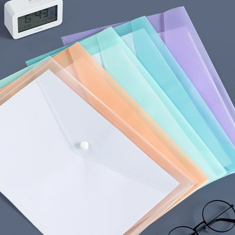 

A4 Clear File Folder - Thickened Plastic Waterproof Document Pouch with Snap Button for Exam Paper Organizer and Classification