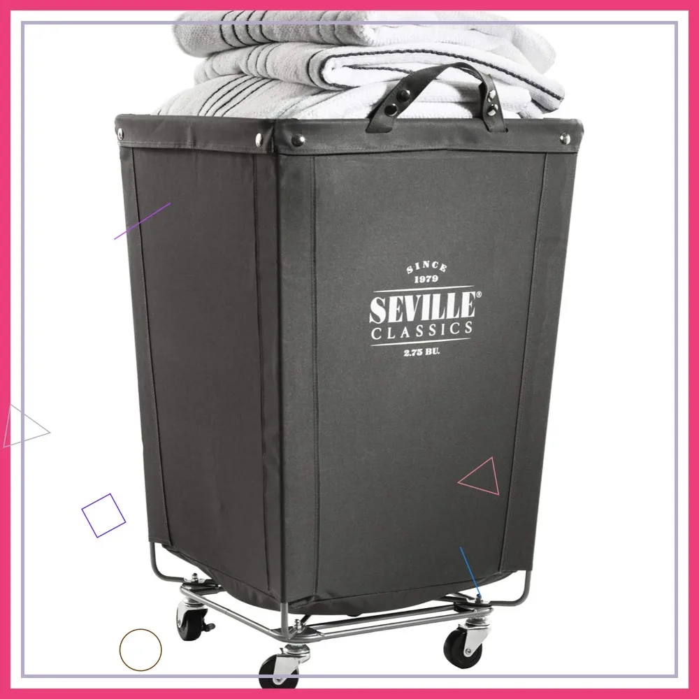 

Heavy Duty Rolling Laundry Hamper with Wheels, Large Canvas Cart for Hotel Home Bedroom Closet Storage