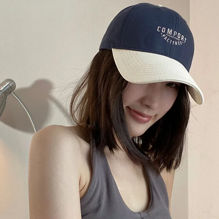 Hat color matching baseball cap women's American soft top sunshade face small cap summer sun protection sun hat men