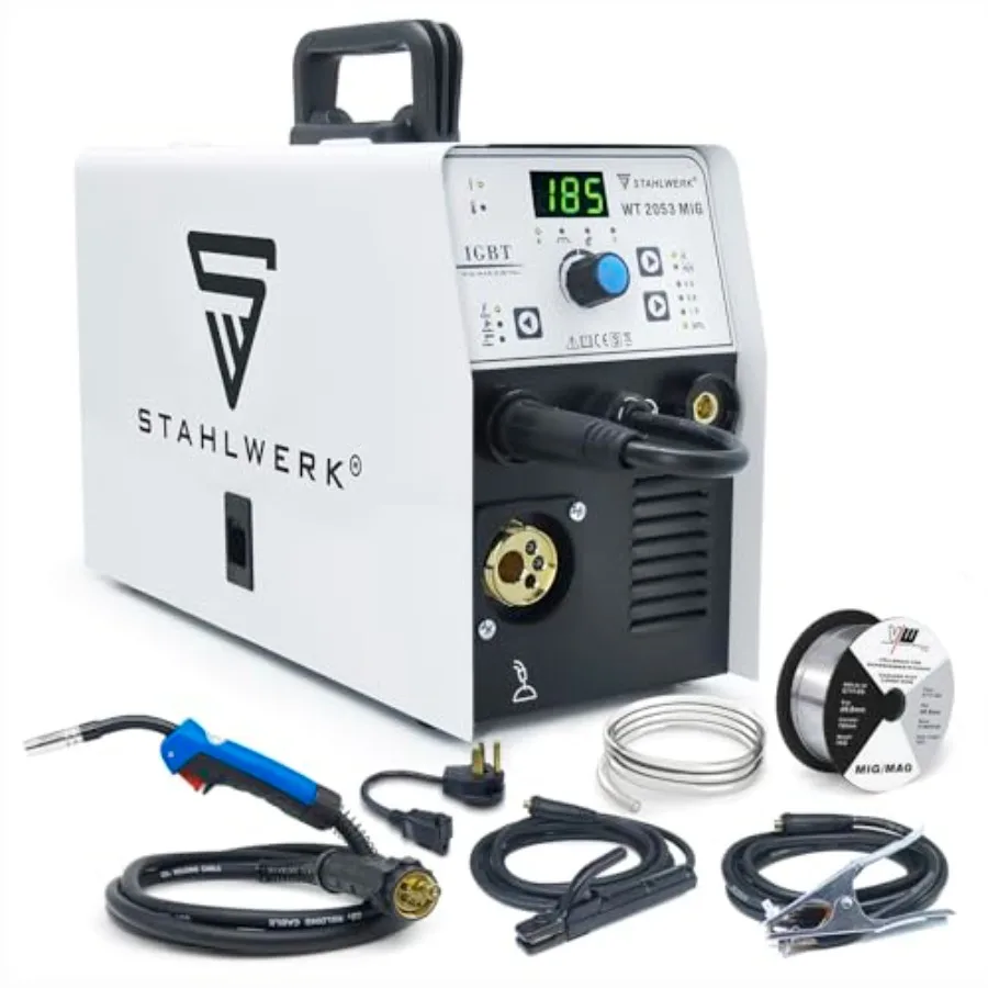 ماكينة لحام 185A 3in1 MIG للمشروعات الصناعية واليدوية: تدعم Flux Core MIG Lift TIG ولحام عصا بجهد مزدوج 110 فولت