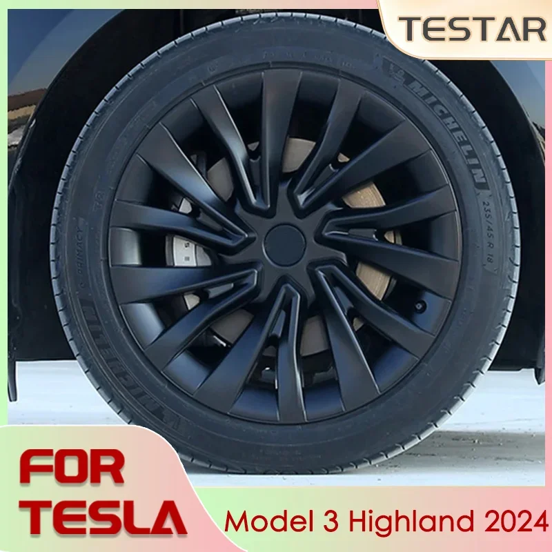 For Tesla Model 3 Highland 2024 Hub Cap 18 Inch Replacement Wheel Cap for Tesla Model 3 Highland 2024 Accessories 4PCS Wheel Cap