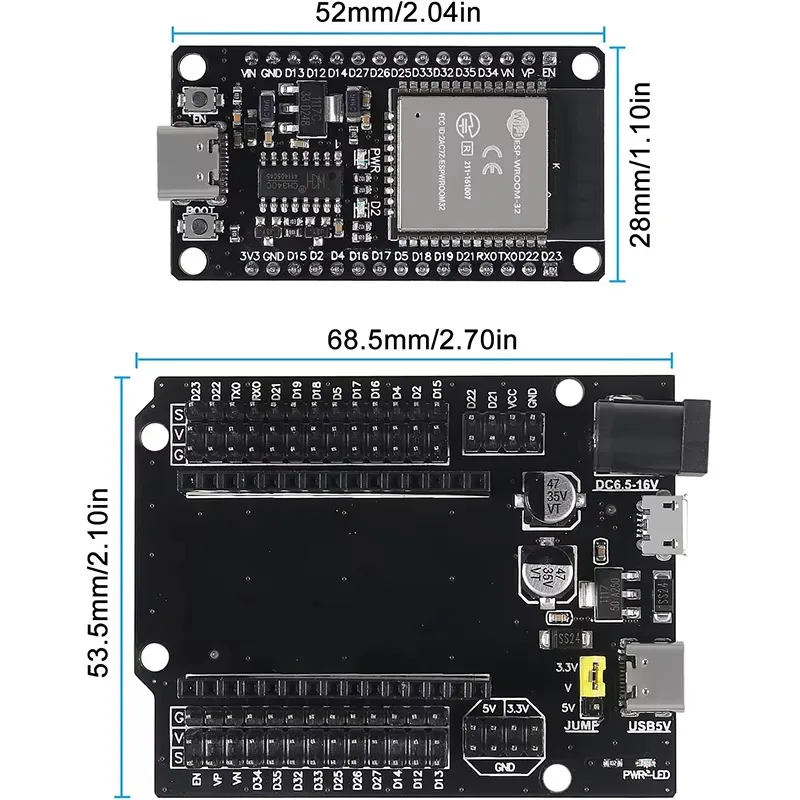 2pcs ESP32 Expansion Board 30P DEVKIT V1 Power Module Shield for ESP32S Development Board GPIO Breakout