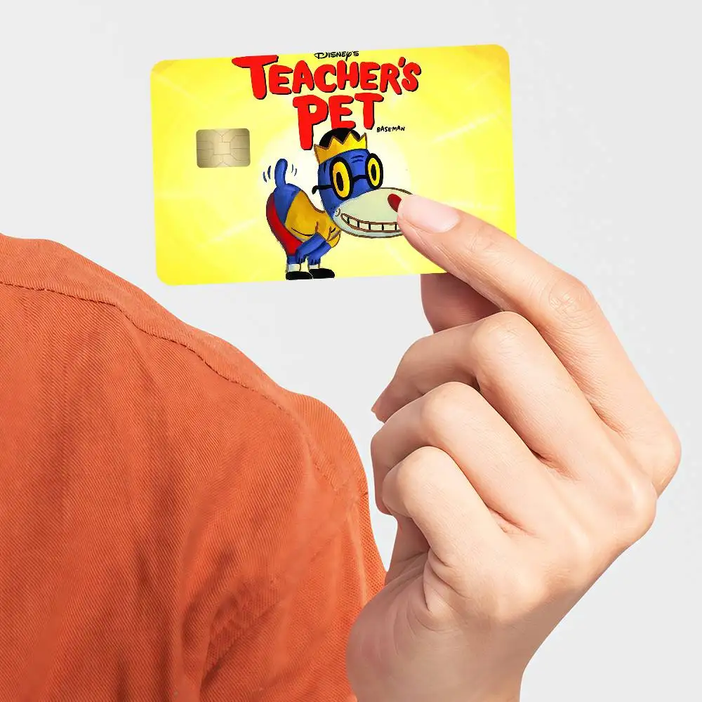 كارتون المعلمين الحيوانات الأليفة لطيف البنك بطاقات الائتمان حافلة تمرير ملصقات بارد الديكور للماء 4 قطع بطاقة