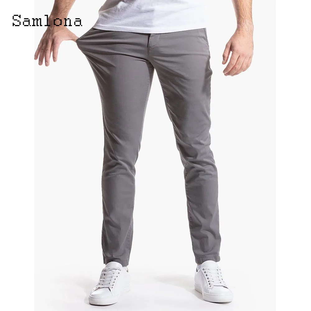 

Men Fashion Basic Pencil Pants 2024 New Summer Casual Stand Pocket Pants Men's Ankle-Length Pants Solid Comfy Elasitic Trouser