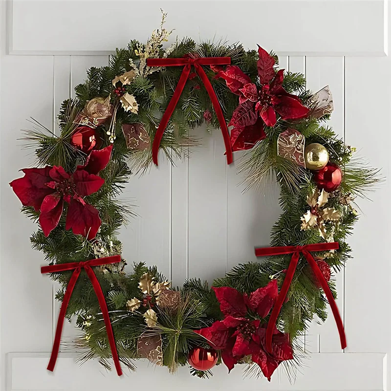 AB15-Arco per albero di Natale, ornamenti in velluto per albero di Natale, regali di artigianato rurale Decorazione natalizia Interni di nozze