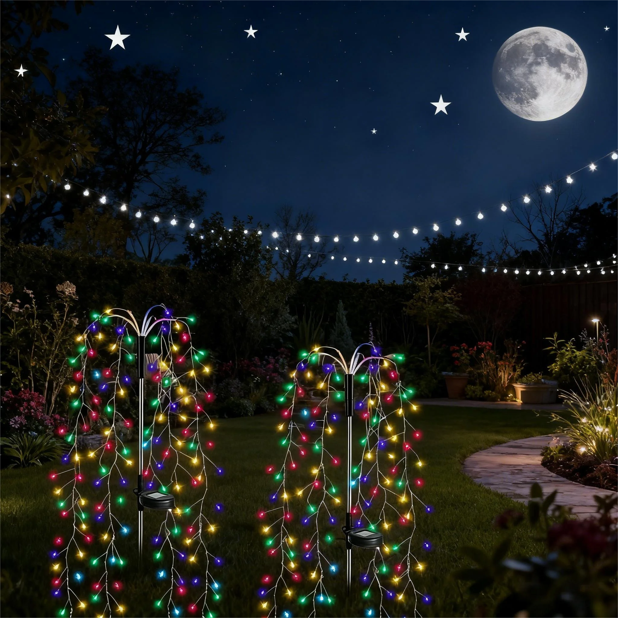 1 قطعة الألعاب النارية بالطاقة الشمسية ضوء الأرض 120/200 LED الملونة في الهواء الطلق ضوء الزخرفية للحدائق ساحات الممشى المروج #2