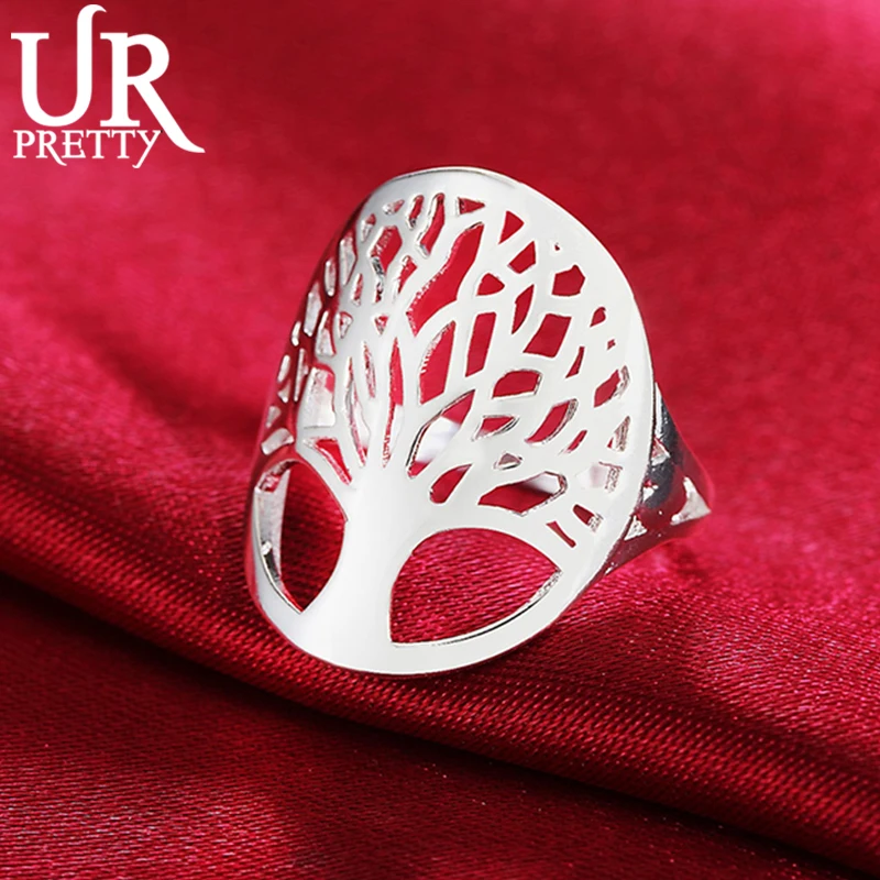 

925 Sterling Silver Geometric Hollow Tree Of Life Ring for Woman Charm Jewelry Engagement Wedding Fashion Gifts Anniversary