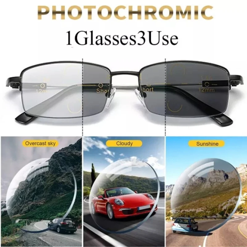 

2022 Presbyopia Glasses Anti Ultraviolet Myopia Glasses Photosensitive Discoloration Men's Business Reading Glasses