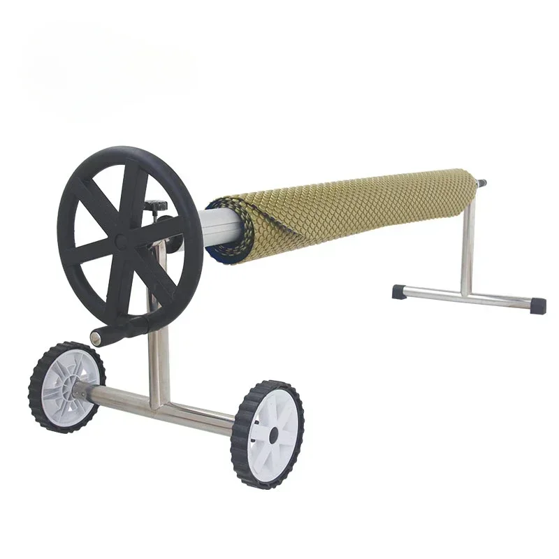 Exquisite 2024 Above Ground Manual Aluminum Pool Cover Roller Swimming Pool Stainless Steel Cover Reel Accessories