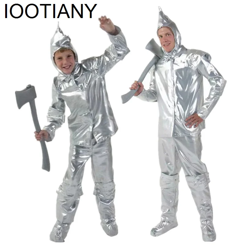 

IOOTIANY New Whole Family Children Kindergarten Parent-Child Clothes Girls Boys Tin Man Stage Performance Costume Carnival Set